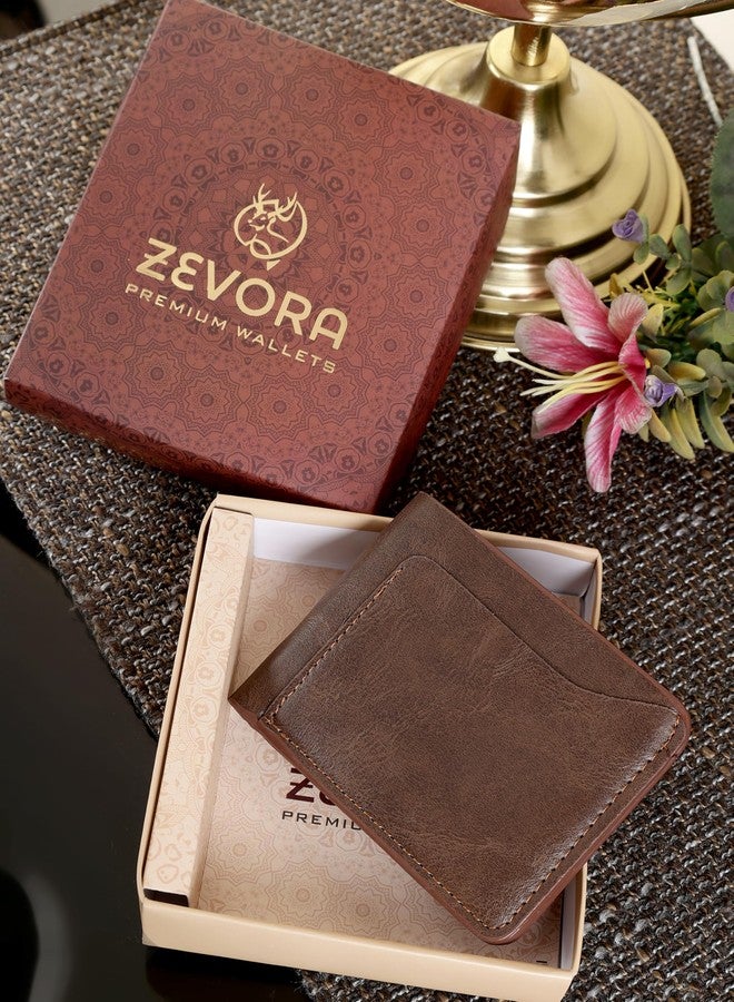 ZEVORA Men Travel, Trendy, Casual Brown Leather Wallet (3 Card Slots) - Image 2